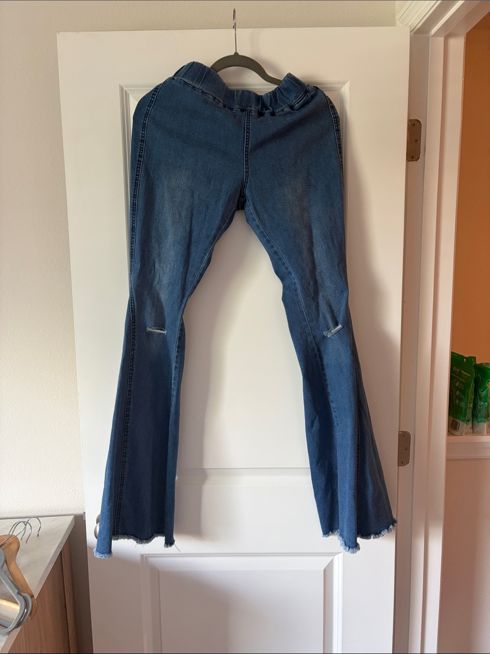 Women’s Blue Flare Jeans - Elastic Waist